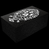 Oracle deck of black cards with white artwork depicting dark, sometimes vulgar  humor.